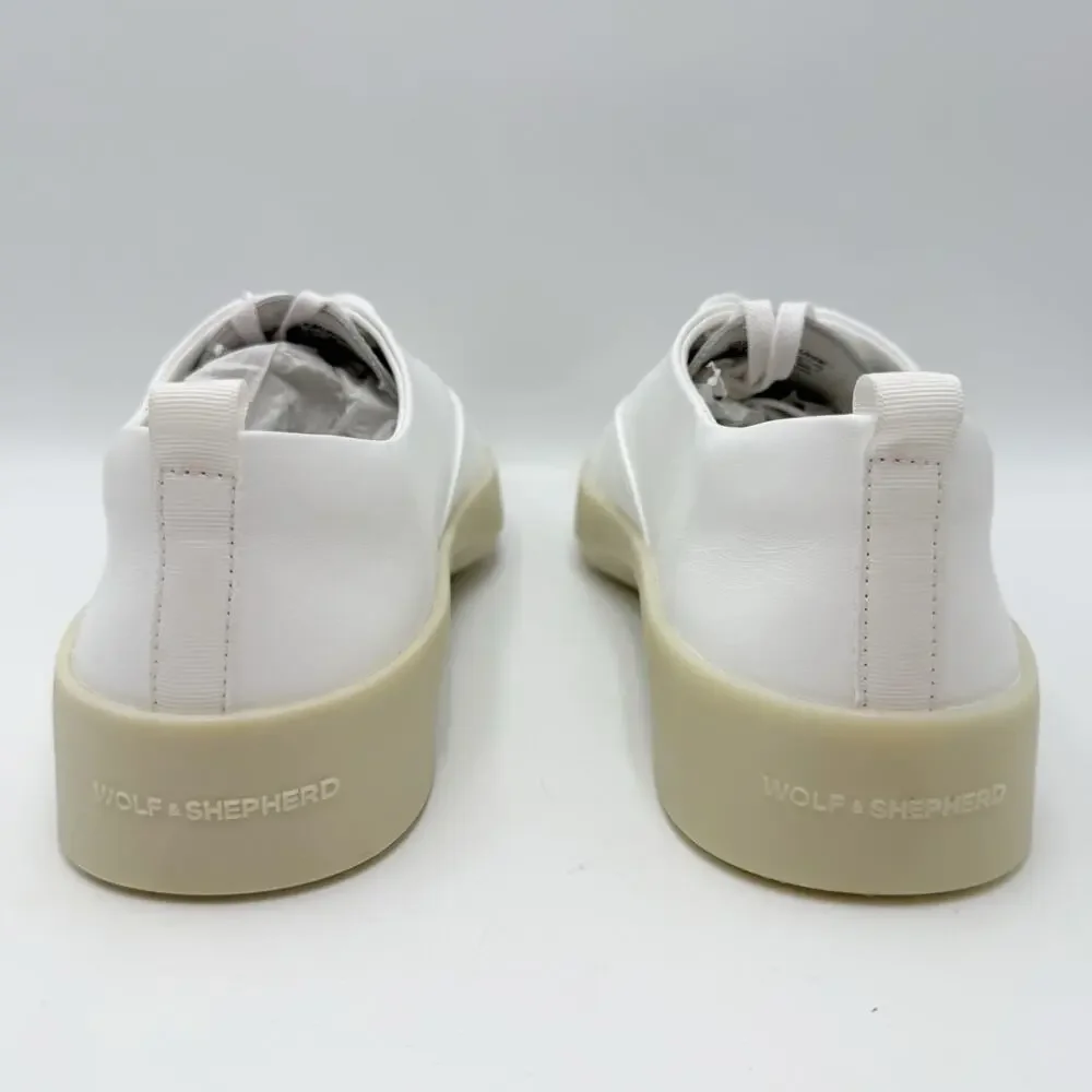Wolf & Shepherd Cruise Lace Up Sneakers Mens 8 Womens 9.5 White Leather NIB
